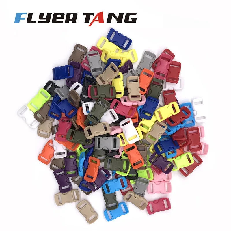 50/10Pcs 10mm Plastic Side Release Buckle Curved Paracord Bracelet DIY