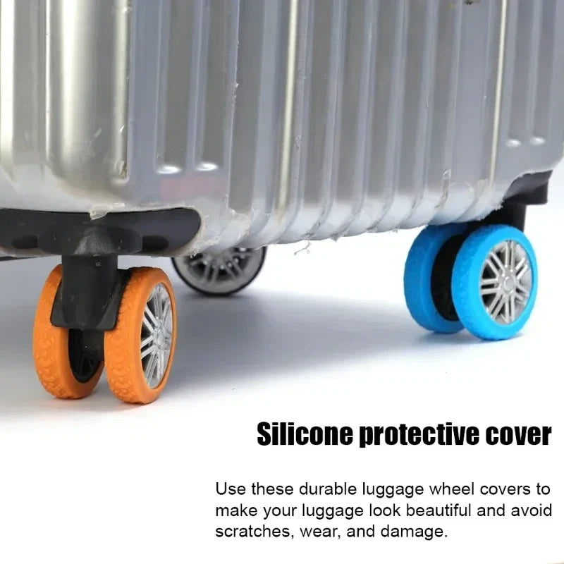 1 - 24Pcs Silicone Luggage Wheel Protectors Travel Noise Cover Case Accessories