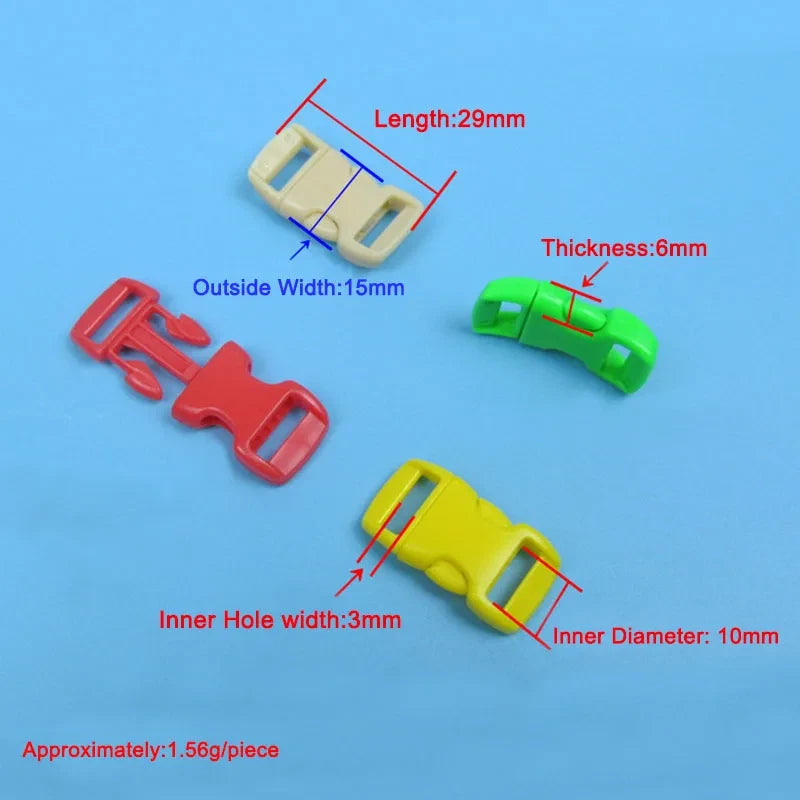 50/10Pcs 10mm Plastic Side Release Buckle Curved Paracord Bracelet DIY