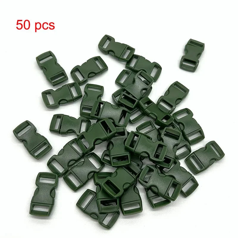 50/10Pcs 10mm Plastic Side Release Buckle Curved Paracord Bracelet DIY